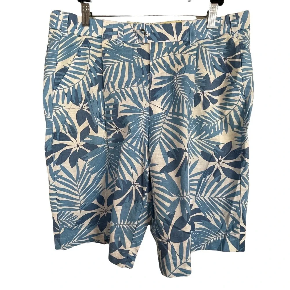 Loudmouth Golf Shorts Men's size 38 Blue White Floral Resort Country Club